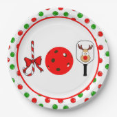 Pickleball Joy Christmas Party Rote Grüne Ornament Pappteller (Vorderseite)