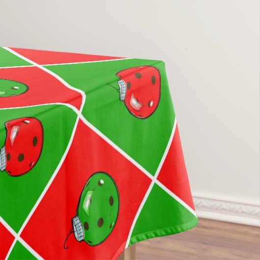 Pickleball Joy Christmas Party Rote Grüne Ornament Tischdecke (Beispiel)