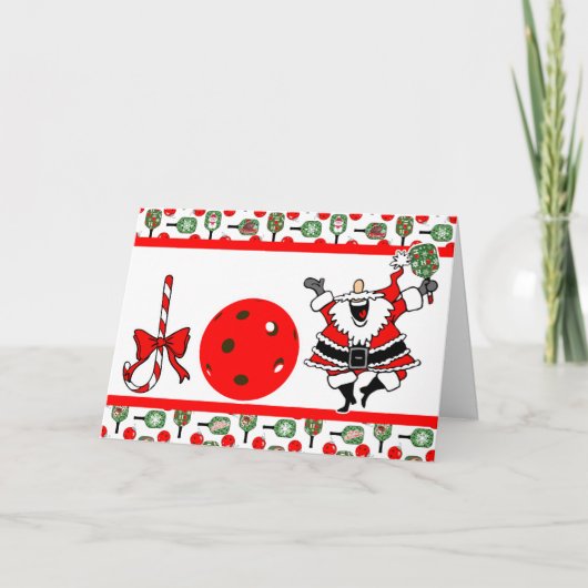 Pickleball Joy Christmas Party Santa Paddles Dankeskarte (Vorderseite)