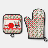 Pickleball Joy Christmas Party Santa Paddles Ofenhandschuh & Topflappen-Set (Vorderseite)