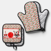 Pickleball Joy Christmas Party Santa Paddles Ofenhandschuh & Topflappen-Set (Vorderseite/Rückseite)