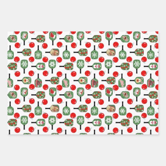 Pickleball Joy Weihnachtsschmuck Red Green Geschenkpapier Set (Vorderseite)