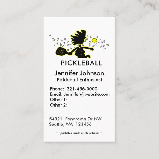 Pickleball Joyful Silhouette Business Card Visitenkarte (Vorderseite)