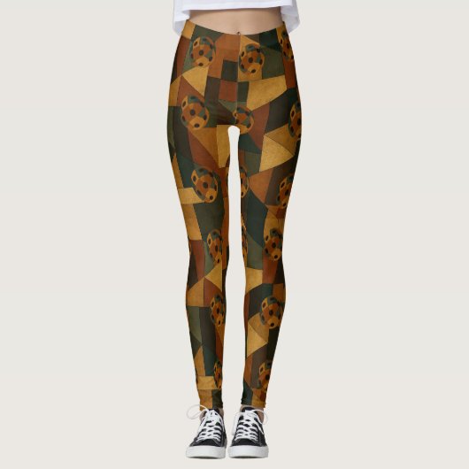 Pickleball Juan Gris Style Abstraktes Muster Leggings (Vorderseite)