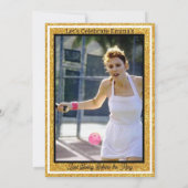 Pickleball Junggeselinnen-Abschied Black & Gold Gl Einladung (Rückseite)