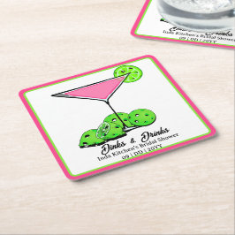 Pickleball-Junggesellinnenabschied Dinks & Drinks Rechteckiger Pappuntersetzer