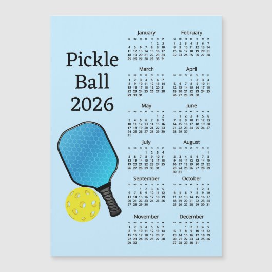 Pickleball-Kalender 2026 Magneteinladung (Vorderseite)