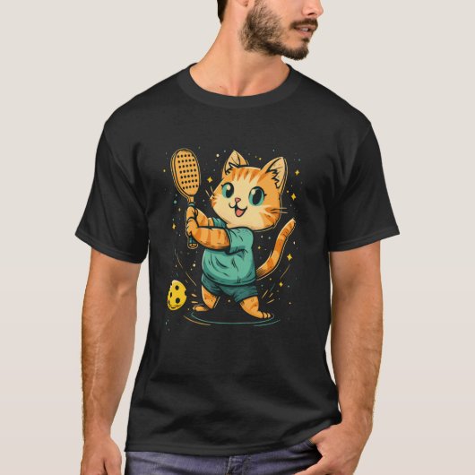 Pickleball-Katze T-Shirt (Vorderseite)