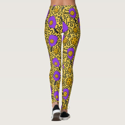 Pickleball Keith Haring Style Paddle Pattern Leggings (Rückseite)