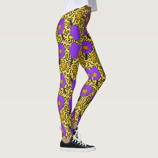 Pickleball Keith Haring Style Paddle Pattern Leggings (Rechts)