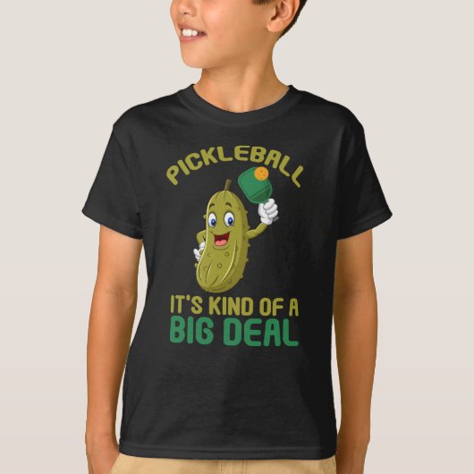 Pickleball Kid Big Deal Pickle Sport T-Shirt (Vorderseite)