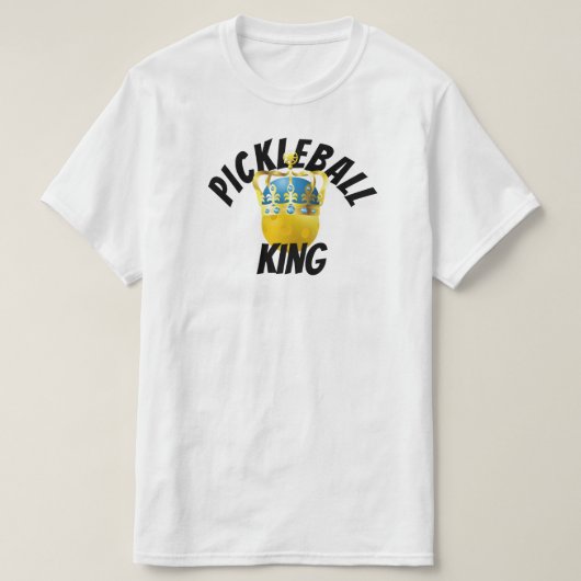 Pickleball King, Gelbes Pickleball mit einer Krone T-Shirt (Design vorne)