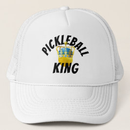 Pickleball King, gelbes Pickleball mit einer Krone Truckerkappe