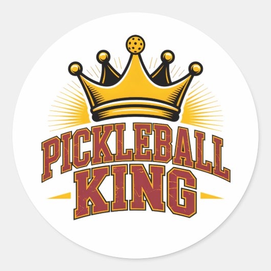 Pickleball King Runder Aufkleber (Vorderseite)
