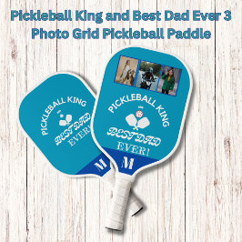 Pickleball King und Best Vater je 3 Foto Grid Schläger