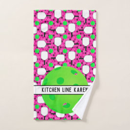 Pickleball Kitchen Line personalize Magenta Green Handtuch