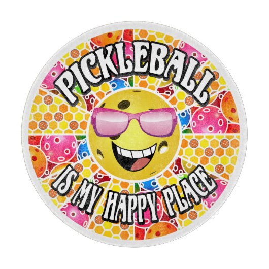 Pickleball Kitchen My Happy Place Funny Niedlich Schneidebrett (Vorderseite)