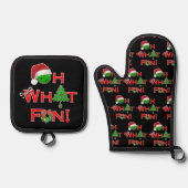 Pickleball Kitchen Oh, was Spaß Weihnachten Schwar Ofenhandschuh & Topflappen-Set (Vorderseite)