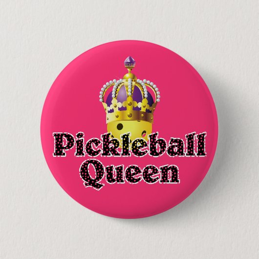 Pickleball-Königin - Gelber Pickleball mit Krone Button (Vorderseite)