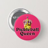 Pickleball-Königin - Gelber Pickleball mit Krone Button (Vorne & Hinten)