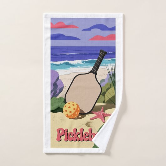 Pickleball-Küste Paddle-Szene mit Starfish Handtuch (Handtuch)