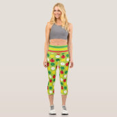 Pickleball Ladybugs und Picklabors auf frischem Gr Capri Leggings (Vorderseite)