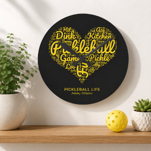 Pickleball-Leben-Wortkunst-Typografie personalisie Runde Wanduhr
