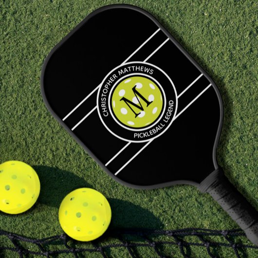 Pickleball Legend Custom Quote Name Initial Black Schläger