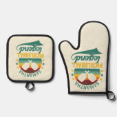 Pickleball Legend Monogram-Geschenk Ofenhandschuh & Topflappen-Set (Vorderseite)