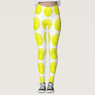 Pickleball Leggings-gelber Ball auf Weiß Leggings