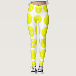 Pickleball Leggings-gelber Ball auf Weiß Leggings