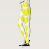 Pickleball Leggings-gelber Ball auf Weiß Leggings (Links)