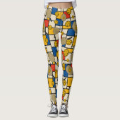 Pickleball Leggings Piet Mondrian Muster (Vorderseite)
