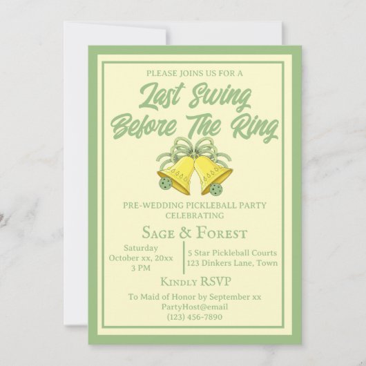 Pickleball Letzte Swing vor dem Ring-Sage-Foto Einladung (Vorderseite)