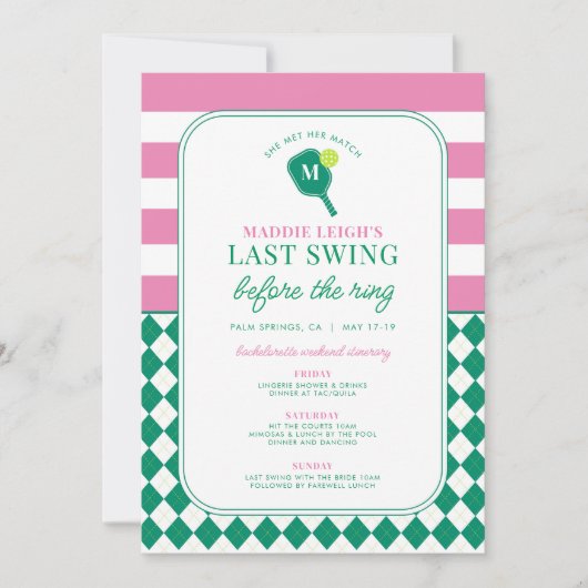 Pickleball letzte Swing vor der Einladung (Vorderseite)