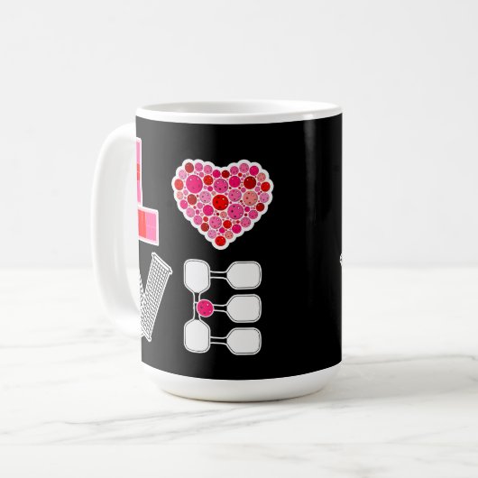 Pickleball Liebe Heart Court Balls Paddle Black Kaffeetasse (Vorderseite Links)