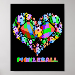 Pickleball Liebe Herz lustig bunte Paddel Sportart Poster