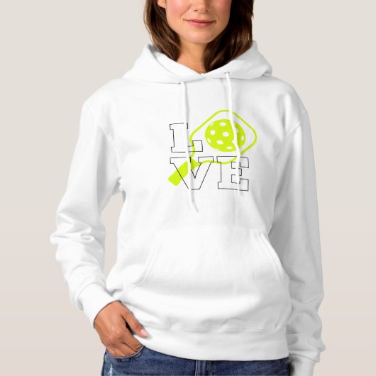 Pickleball-Liebe - Neon Paddle und Ball Design Hoodie (Vorderseite)