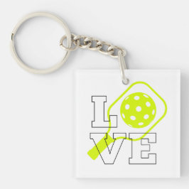 Pickleball-Liebe - Neon Paddle und Ball Design Schlüsselanhänger