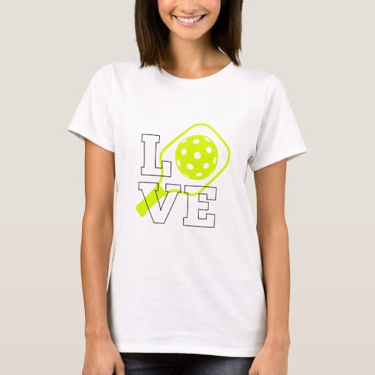 Pickleball-Liebe - Neon Paddle und Ball Design T-Shirt (Vorderseite)