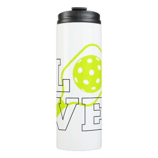 Pickleball-Liebe - Neon Paddle und Ball Design Thermosbecher (Vorderseite)