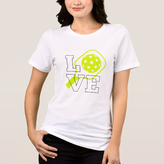 Pickleball-Liebe - Neon Paddle und Ball Design Tri-Blend Shirt (Vorderseite)