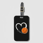 Pickleball-Liebe Personalisiert Weiß und Orange Ba Gepäckanhänger (Vorderseite Vertikal)