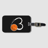 Pickleball-Liebe Personalisiert Weiß und Orange Ba Gepäckanhänger (Vorderseite (Horizontal))