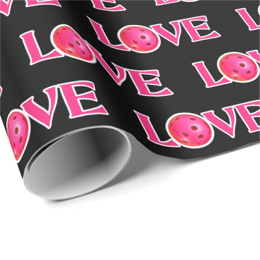 Pickleball Liebe Rosa Pickleball Valentine Geschenkpapier (Rolleneckpunkt)