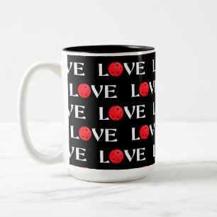 Pickleball Liebe Rot und Schwarz Valentine Pickleb Zweifarbige Tasse