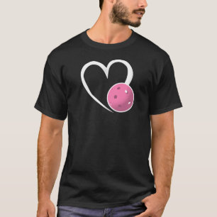 Pickleball-Liebe Weißes Herz blass Pink Pickleball T-Shirt