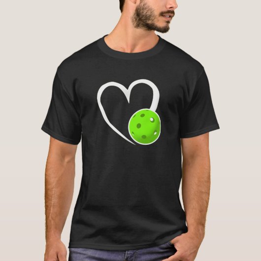 Pickleball Liebe Weißes Herz Bright Gree Picklebal T-Shirt (Vorderseite)