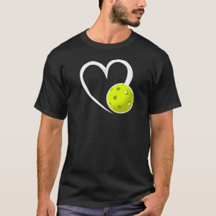 Pickleball-Liebe Weißes Herz Gelbes Pickleball T-Shirt