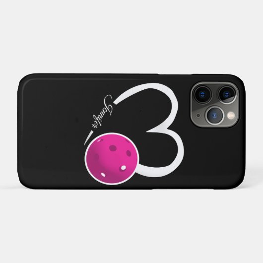 Pickleball Liebe Weißes Herz Magenta Pickleball Case-Mate iPhone Hülle (Rückseite (Horizontal))